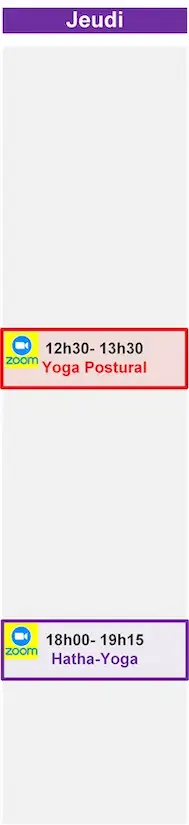 Planning Jeudi