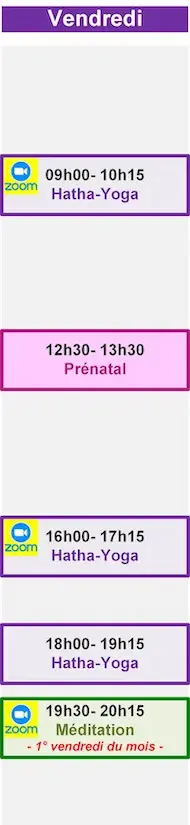 Planning Vendredi
